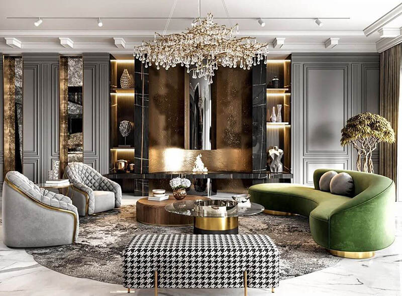Thiết kế nội thất phòng khách tại Đà Nẵng theo phong cách Luxury năm 2022